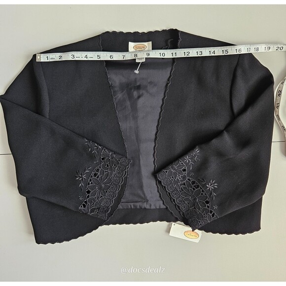 Talbots Blazer 3/4 sleeves Black with lace trim Size 8 - Picture 7 of 10